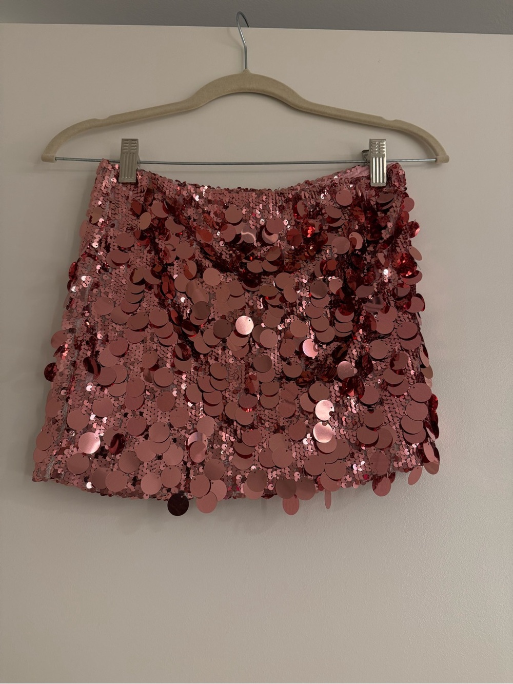 Edikted Pink Sparkly Mini Skirt XS